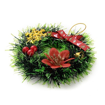 Christmas Wreath PVC Pendant Decorations HJEW-R100-01C-1