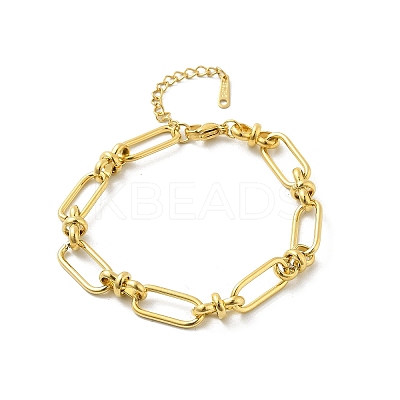 304 Stainless Steel Oval Link Chain Bracelets for Women BJEW-P348-01C-G-1