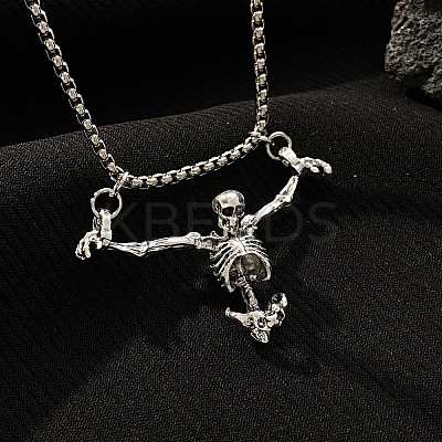 Punk Style Skeleton Skull Alloy Pendant Necklaces WH-WGF5A97-01-1