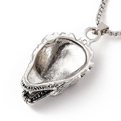 Alloy Wolf Pendant Necklace with 201 Stainless Steel Box Chains LS-NJEW-E016-06AS-1