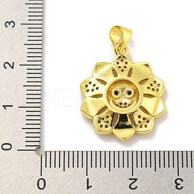 Rack Plating Brass Micro Pave Cubic Zirconia Pendants KK-C074-33G-1