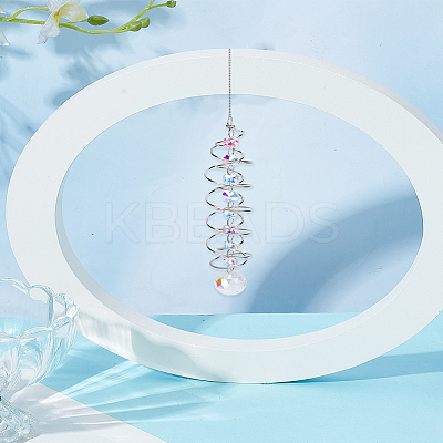 Alloy Glass Octagon & Round Rotating Suncatchers HJEW-WH0001-31P-01-1