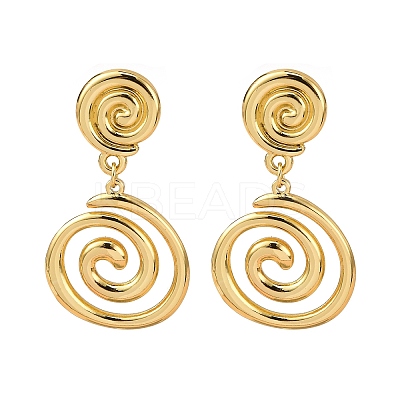 304 Stainless Steel Vortex Spiral Dangle Stud Earrings EJEW-L304-01G-1
