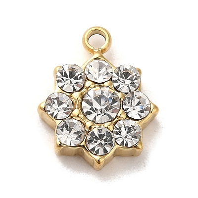 304 Stainless Steel with Crystal Glass Rhinestone Charms STAS-L022-264G-01-1