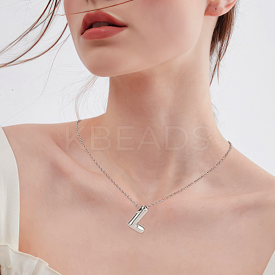 1pc Brass Chain with Alloy Letter Pendants Necklaces NJEW-LP0001-41L-P-1