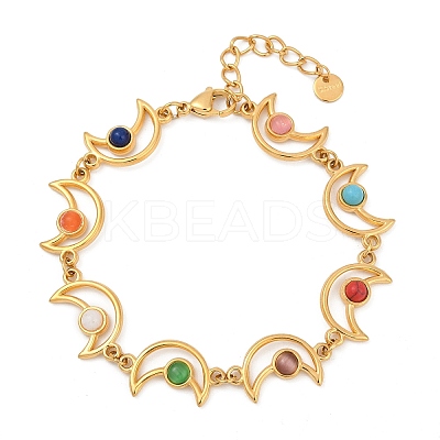 Bohemia Style 304 Stainless Steel Link Chain Bracelets for Women BJEW-M082-01G-02-1