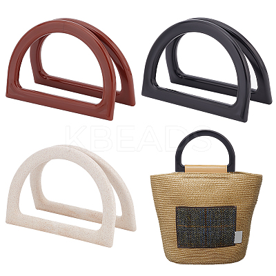 6Pcs 3 Colors D Shaped Plastic Imitation Wood Bag Handles Sets FIND-PH0010-55-1