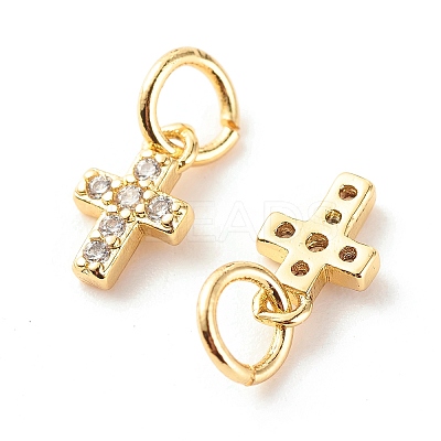 Brass Micro Pave Clear Cubic Zirconia Pendants LS-ZIRC-P094-18G-RS-1