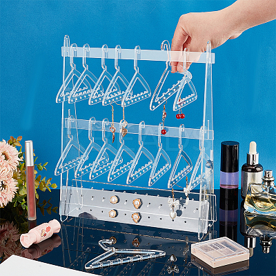 Coat Hanger Shaped Acrylic Earring Display Stands EDIS-WH0029-90-1