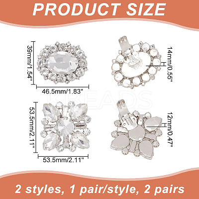 2 Pairs 2 Style Glass Rhinestone Shoe Decorations AJEW-AR0001-78B-1