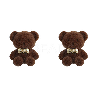 British Style Cartoon Bow Plush Bear Stud Earrings LS-TT1942-1-1