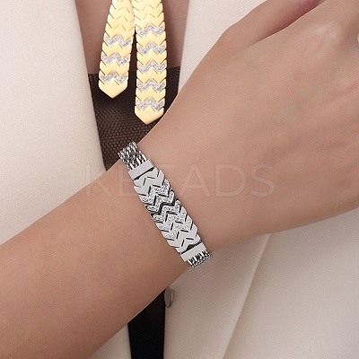 304 Stainless Steel with Cubic Zirconia Bracelet NJEW-Q322-06P-1
