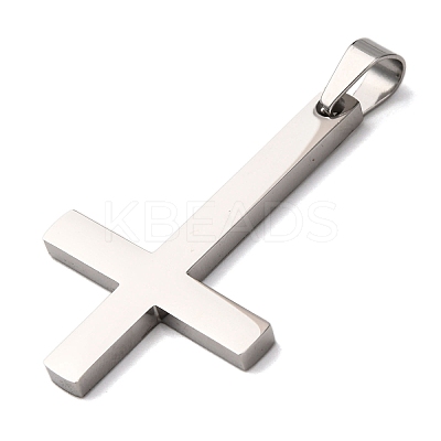 304 Stainless Steel Christian Inverted Cross Pendants STAS-F323-10P-1