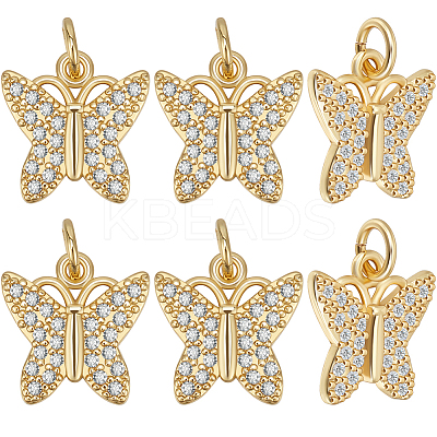 6Pcs Brass Micro Pave Cubic Zirconia Charms KK-BBC0016-80A-1