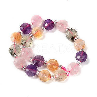 Natural Amethyst & Prehnite & Rose Quartz & Citrine Beads Strands G-B153-A12-1