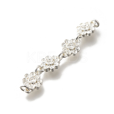 Brass 4 Flowers Links Connector Charms KK-K378-59S-1