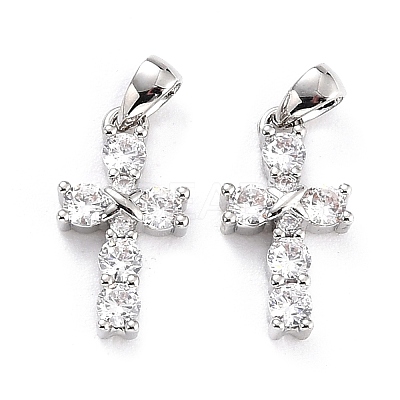 Brass Micro Pave Cubic Zirconia Pendants ZIRC-P089-21P-1