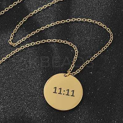 304 Stainless Steel Number 11:11 Pendant Necklaces NJEW-NH0002-01G-05-1