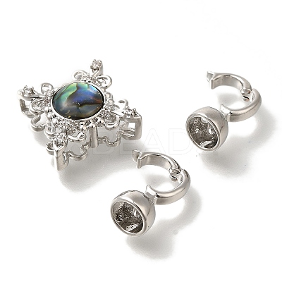 Brass & Abalone & Shell Fold Over Clasps KK-K389-131P-1