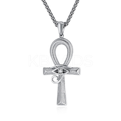 Eye of Horus Ankh Cross 304 Stainless Steel Pendant Wheat Chain Necklaces FS-WGA516E-03-1