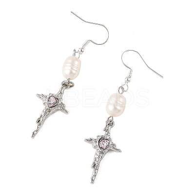 Alloy Glass Dangle Earrings EJEW-JE07367-1