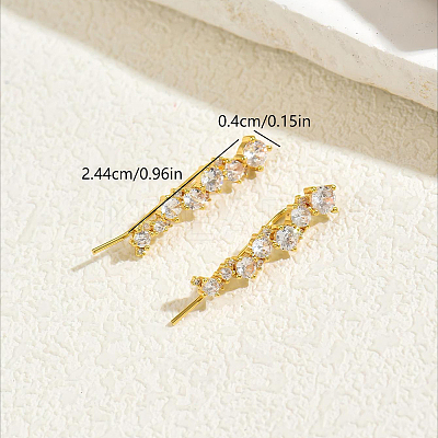 Brass Micro Pave Cubic Zirconia Stud Earrings for Women YF0331-1