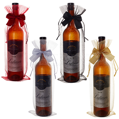 24Pcs 4 Colors Organza Wine Storage Drawstring Bags ABAG-BBC0001-28A-1