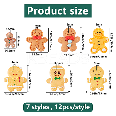 84Pcs 7 Styles Opaque Resin Cabochons RESI-FH0001-70-1