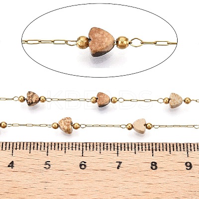Handmade Natural Gemstone Beads Heart Chains CHS-T006-27G-1