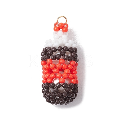 Glass Seed Beads Coke Pendants PALLOY-MZ00457-01-1
