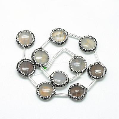 Natural Grey Agate Rhinestone Beads G-Q487-02-1