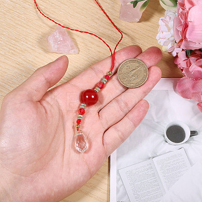 Brass & Glass & Natural Malaysia Jade Pendant Decoration HJEW-CA00065-1