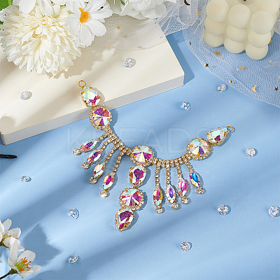 1Pc Flower Brass Rhinestone Ornament Accessories OHAR-FG0001-04C-1