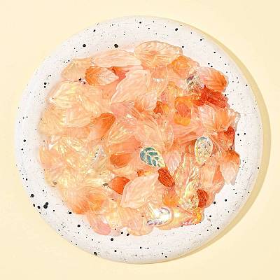 120Pcs 8 Styles Autumn Theme Two-Tone Transparent Glass Charms GLAA-FS0002-56-1