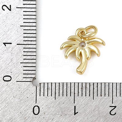 Coconut Tree Brass Micro Pave Clear Cubic Zirconia Charms KK-Z123-06G-1