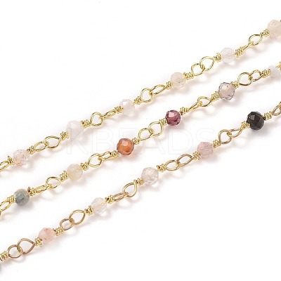 Natural Mixed Stone & Tourmaline Handmade Beaded Chains CHC-K008-A05-1