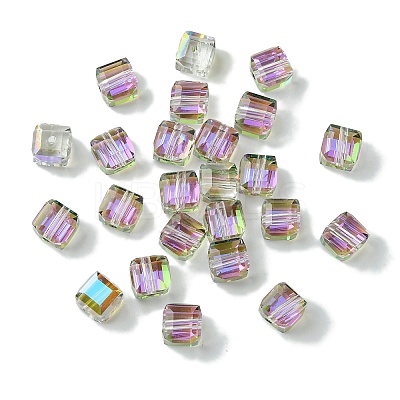 100Pcs Transparent Electroplate Glass Beads GLAA-K064-08A-HR02-1