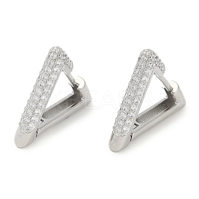 Rack Plating Triangle Brass Micro Pave Cubic Zirconia Hoop Earrings EJEW-Z059-14P-01-1