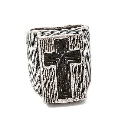 304 Stainless Steel Cross Finger Rings LS-RJEW-Z114-01AS-1