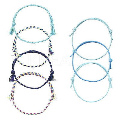 14Pcs 7 Colors Cotton Cord Bracelet Set for Men Women BJEW-FS00025-02-1