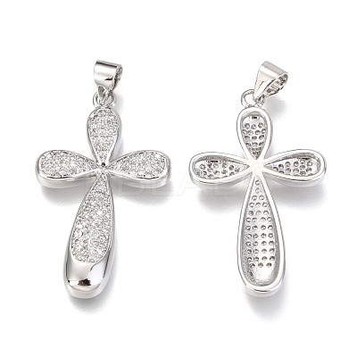 Brass Micro Pave Clear Cubic Zirconia Pendants ZIRC-O038-09P-1