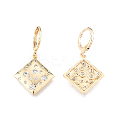 Clear Cubic Zirconia Rhombus Dangle Leverback Earrings EJEW-N012-70-1