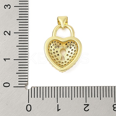 Heart Rack Plating Brass Micro Pave Cubic Zirconia Pendants KK-Z074-53G-1
