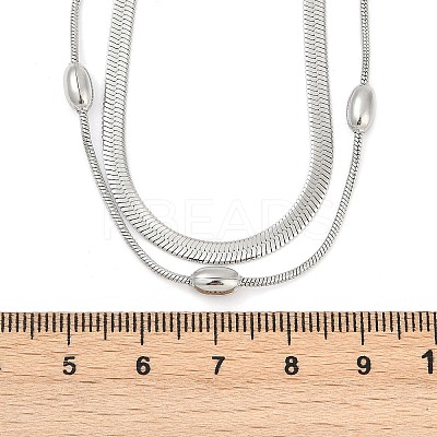 304 Stainless Steel Snake Chain Double Layer Necklaces for Women LS-NJEW-Z072-03P-1