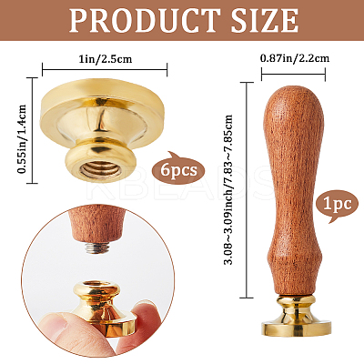 6 Styles Golden Tone Brass Wax Seal Stamp Head AJEW-CP0007-50C-01-1