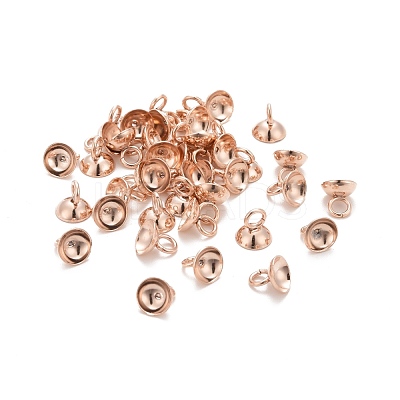 201 Stainless Steel Bead Cap Pendant Bails STAS-L244-27D-RG-1