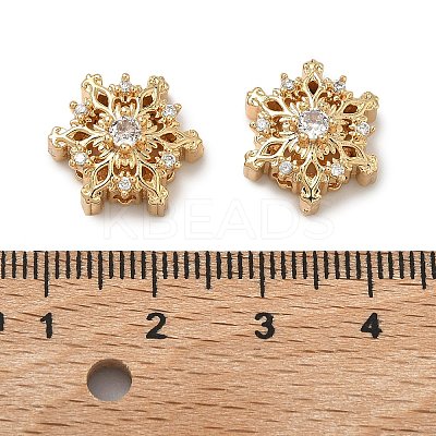 Christmas Brass Pave Cubic Zirconia Beads KK-A286-20G-01-1