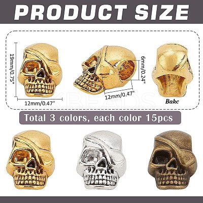 45Pcs 3 Colors Alloy European Beads FIND-PH0021-85-1