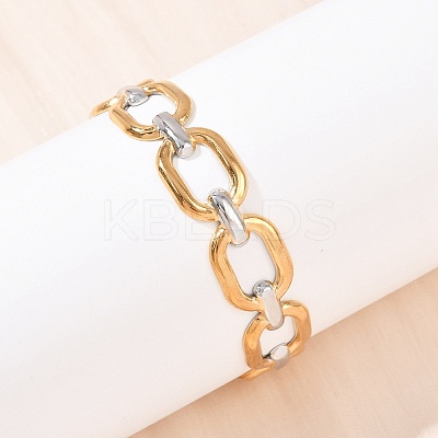 304 Stainless Steel Cuff Bangles for Women BJEW-G757-04GP-1