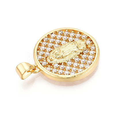 Brass Micro Pave Cubic Zirconia Pendants KK-N268-06G-1